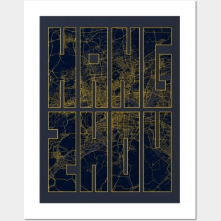 Hangzhou, China City Map Typography - Gold Art Deco Posters and Art